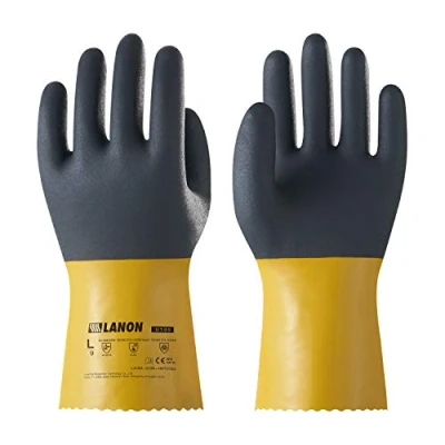 Afbeelding van LANON veiligheidshandschoenen, herbruikbaar, pvc, robuust, bestand tegen chemicaliën, oliebestendig, antislip, verouderingsbestendig, CE gecertificeerd, maat XL/10