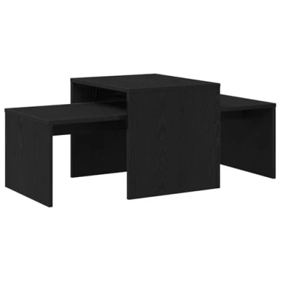 Afbeelding van vidaXL Nest van Tafels Zwart Eiken Hout Medium Modern Nesttafels