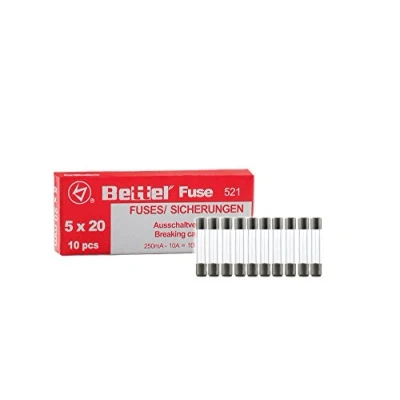 Afbeelding van zekering 0,315A flink 5x20mm 250V type 521 10 stuks smeltzekering