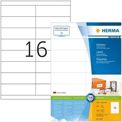 Afbeelding van Etiket HERMA 4264 105x33.8mm premium wit 1600stuks