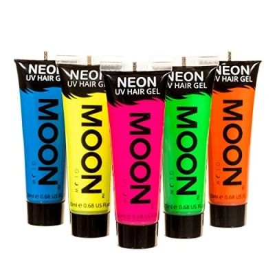 Afbeelding van Moon Glow UV neon gel Voor haar. 20 ml pak van 5 tubes. Tijdelijke haarkleuring, crème haarkleurstof fluorescerende richelen!