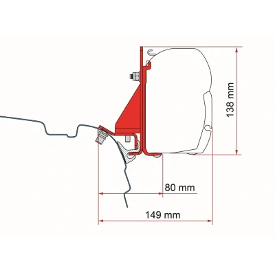 Afbeelding van Fiamma F45s F43van VW T5 T6 Combi Rail Adapter Kit Kleurloos Luifels Accessoires