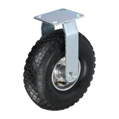 Afbeelding van Relaxdays bokwiel luchtband 3.00 4 tot 120 kg met bevestigingsplaatje zwart zilver