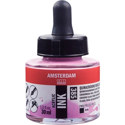 Afbeelding van Amsterdam Acrylic Ink Fles 30 ml Quinacridoneroze Licht 385