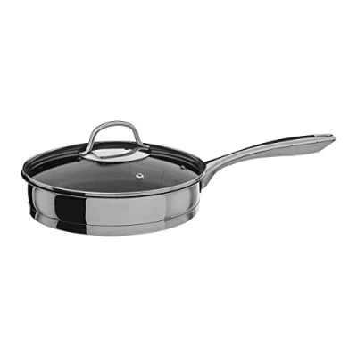 Afbeelding van Secret de Gourmet Hapjespan met deksel Alle kookplaten/warmtebronnen geschikt zilver Dia 24 cm