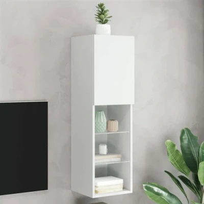 Afbeelding van Tv meubel met LED verlichting 30,5x30x102 cm wit
