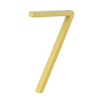 Afbeelding van HASWARE Zwevend huisnummerbord 12 cm, moderne deurnummers, verkeersbord, adreshuisnummers, zwart metaal (Goud, 7)