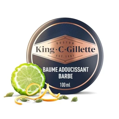 Image de King C. Gillette Baume à barbe pour homme, soin de la léger et profond, parfum caractéristique Gillette, 100 ml