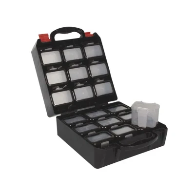 Afbeelding van plastic tool box met 18 doosjes voor riembevestiging Velleman