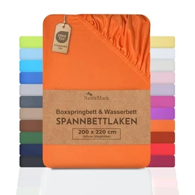 Afbeelding van NatureMark Basic boxspringbed &amp; waterbed hoeslaken 200 x 220 cm 40 matrashoogte 100% katoen, terracotta