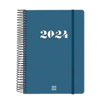 Afbeelding van Finocam Spiraalagenda 2024, 1 dag per pagina, januari 2024 december (12 maanden), &quot;My&quot;, Franse versie, blauw