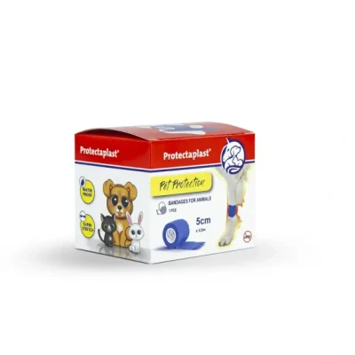 Afbeelding van Protectaplast Blauw zelfklevend verband voor huisdieren (5 cm x 4,5 m) zelfklevende latexvrije bandage en lijm honden, katten, paarden pleistermateriaal honden wonden
