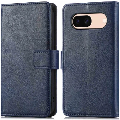Afbeelding van iMoshion Hoesje Geschikt voor Google Pixel 8a Met Pasjeshouder Luxe Bookcase Donkerblauw