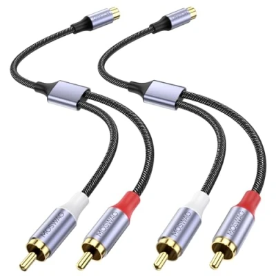 Afbeelding van MOSWAG RCA splitter 1 vrouwelijk 2 stekker stuks, y audio video kabel adapter voor versterker, gameconsole, cd speler, SUBWOOFER, thuisbioscoop, HDTV