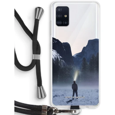 Afbeelding van hoesje met Koord geschikt voor Samsung Galaxy A51 4G Wanderlust Telefoonhoesje Zwart Bescherming aan alle Kanten en Over de Schermrand