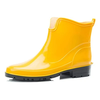 Afbeelding van Ladeheid LA LMG 930 Elke Dames Regenlaarzen Rubber Enkelhoogte PVC Waterdicht Geel 39