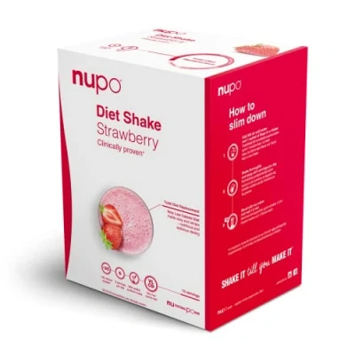 Afbeelding van NUPO Dieet Shake Strawberry Premium Diet voor gewichtsverlies, complete maaltijdvervanger 12 porties, glutenvrij, GMO vrij