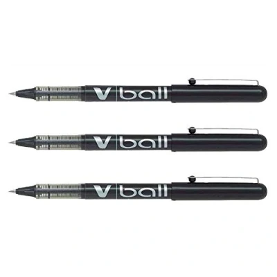 Afbeelding van Pilot VB5 V Ball Balpen, fijne punt van metaal, 0,5 mm punt, lijndikte 0,3 mm, vloeibare inkt, BL VB5, 3 stuks