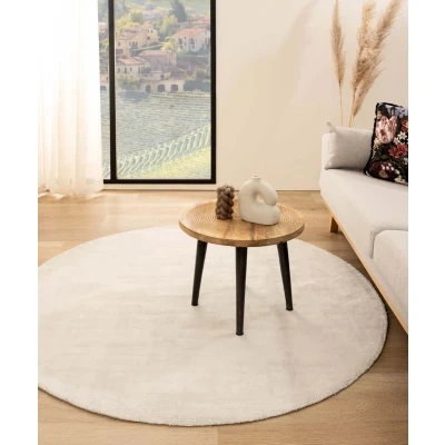 Afbeelding van Viscose Vloerkleed Rond Glamour Wit 100 Cm