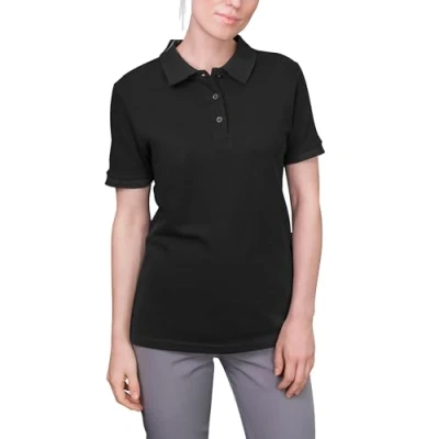 Afbeelding van HRM Luxe damespolo van 100% katoen, basic poloshirt tot 60 graden Celsius, kleurecht, wasbaar, hoogwaardig en duurzaam, zwart (black 01)