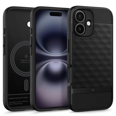 Afbeelding van Caseology Parallax Mag beschermhoes [magnetisch] militaire bescherming met handgrepen aan de zijkant voor iPhone 6.1, mat zwart