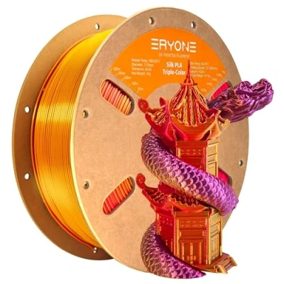 Afbeelding van ERYONE Silk driekleurig PLA draad, 1,75 mm, FDM 3D printerdraad, 1 kg, maatnauwkeurigheid +/ 0,03 zijde rood, goud en paars