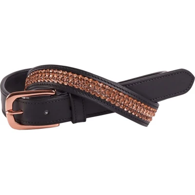 Afbeelding van Harry&#039;s Horse Broekriem Leder Crystal Zwart/Rosegoud 85 CM