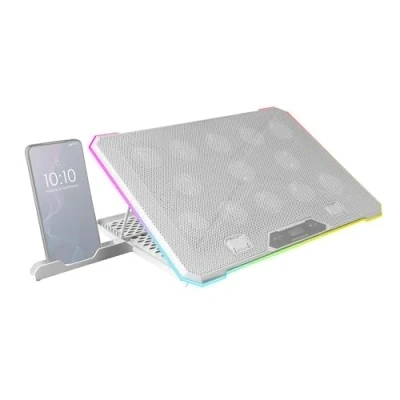 Afbeelding van Mars Gaming MNBC13 Laptopstandaard en koelbasis voor laptops tot 17 inch, ARGB verlichting, 10 modi, 13 ventilatoren met witte led, 8 instelbare posities,