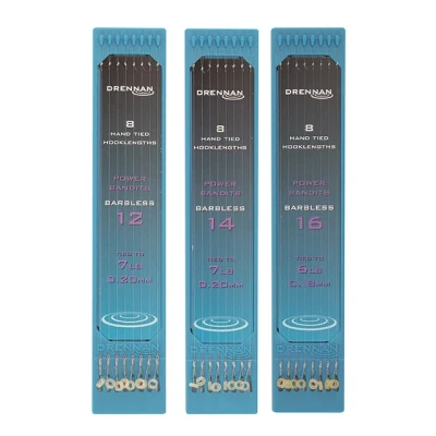 Afbeelding van Drennan Onderlijnen Power Bandits Barbless (8 pcs) Maat : 15cm haak 12 0.20mm