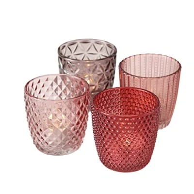 Afbeelding van Boltze Marilu 1017892 Set van 4 theelichthouders voor theelichtjes, kaarsenhouder Ø 8 cm, verschillende motieven, ronde vorm, theelichthouder