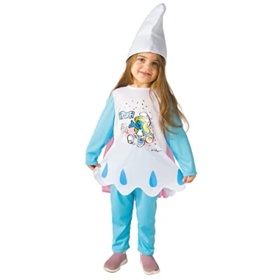 Afbeelding van Ciao smurfen kostuum voor meisjes, originele (maat 4 5 jaar) met mantel