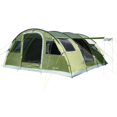 Afbeelding van Skandika Gotland 6 Sleeper Protect Tunneltent Tunneltenten Tent persoons Verduisterend familietent met ingenaaide tentbodem, waterdicht, Technology (extra donkere slaapcabines), deelbare slaapcabine 540x450x210 cm (LxBxH) groen