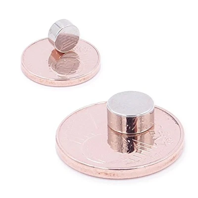 Afbeelding van Brudazon 10 mini schijfmagneten 6 x 3 mm N52 sterke neodymium magneten extra voor modelbouw, foto, witte wand, handwerk schijf