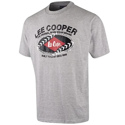 Afbeelding van Lee Cooper Union Jack heren katoenen werkshirt grijs gemêleerd maat L