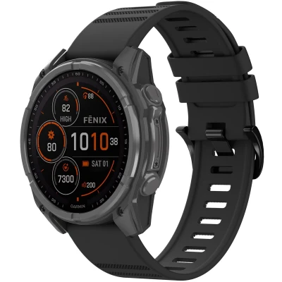 Afbeelding van imoshion QuickFit® Stripe Siliconenbandje Geschikt voor de Garmin Watch 22 mm aansluiting Zwart