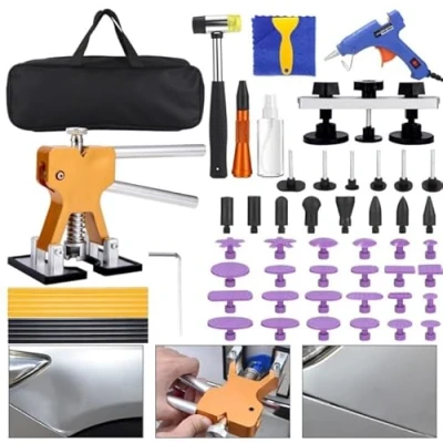 Afbeelding van Birshe Auto deuken reparatieset, verwijderingsgereedschap, carrosserietrekkers, lijmpistool, reparatieset voor kleine