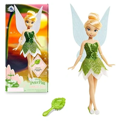 Afbeelding van Disney Store Peter Pan Pop voor kinderen, 25,5 cm, met borstel gevormde details, volledig beweegbaar speelgoed glinsterende groene jurk, geschikt kinderen vanaf 3 jaar