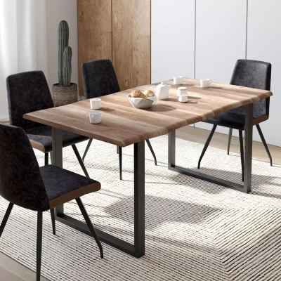 Afbeelding van Table à manger DAKOTA 6 personnes pieds forme en U design industriel 160 cm