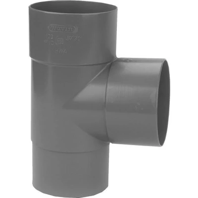 Afbeelding van Dyka T stuk 2x mof 1x spie 90 PVC grijs keurmerk BRL2012 80mm