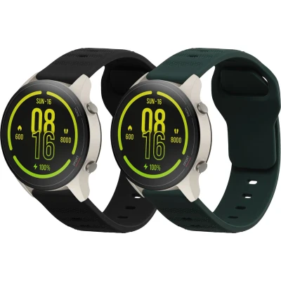 Afbeelding van kwmobile 2x horlogebandjes geschikt voor Xiaomi Mi Watch Color Sport / S1 Active bandje Smartwatch bandjes van TPU Activity tracker horloge band in zwart donkergroen