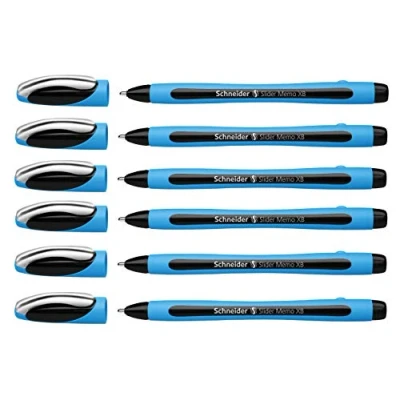Afbeelding van Schneider Slider Memo XB balpen met deksel, lijndikte XB, Made in Germany, 6 stuks