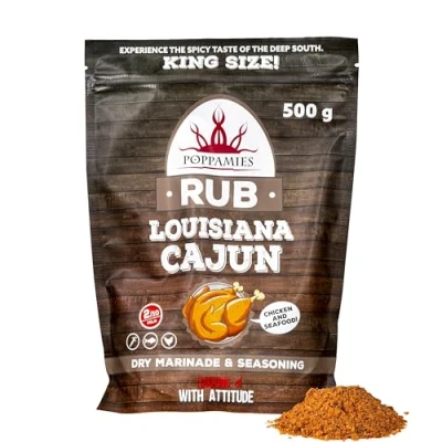 Afbeelding van Poppamies Louisiana Cajun BBQ Rub Assaisonnement pour barbecue 100 % naturel Marinade sèche et épices. Particulièrement adapté le poulet les fruits de mer Excellent dans four, la