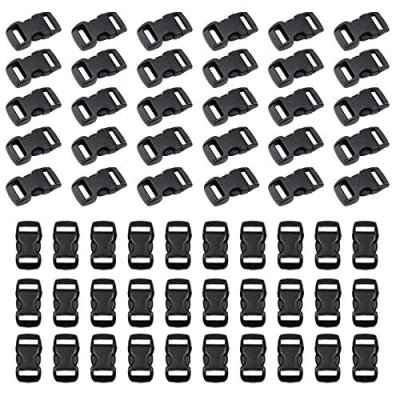 Afbeelding van HUAZIZ 60 stuks kunststof gespen voor riem, 10 mm, gespen, zwart, clip, sluiting rugzak, tent, rugzak kinderen, hondenhalsband