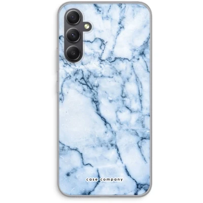 Afbeelding van Case Company® hoesje geschikt voor Samsung Galaxy A34 Blauw marmer Soft Cover Telefoonhoesje Bescherming aan alle Kanten en Schermrand