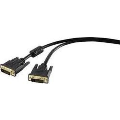 Afbeelding van Renkforce RF 4212195 DVI kabel Aansluitkabel D 24+1 polige stekker, stekker 1.80 m Zwart Met Ferrietkern, Vergulde steekcontacten