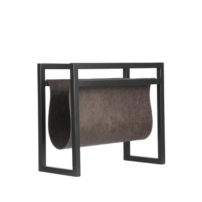 Afbeelding van LABEL51 Wanddecoratie Magazinehouder Antraciet Leder