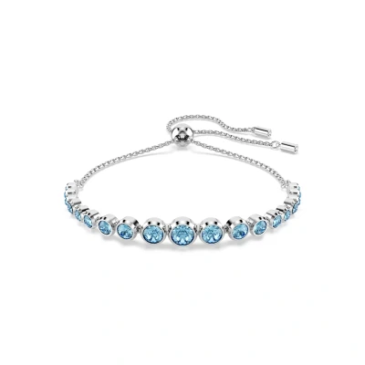Afbeelding van Swarovski Tennis Imber armband, verschillende ronde maten, blauw, gerhodineerd metaal