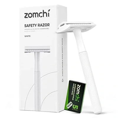 Image de ZOMCHI Rasoir de surete femme metal Manuel homme et sécurité reutilisable Blanc