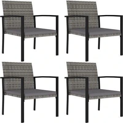 Afbeelding van Tuinstoelen 4 stuks poly rattan grijs