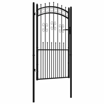 Afbeelding van vidaXL Poort met spijlpunten 103x225 cm gepoedercoat staal zwart